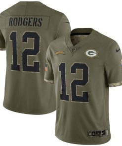 Green Bay Packers #12 Aaron Rodgers Nike 2022 Salute To Service Limited Jersey - Olive