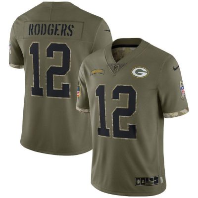 Green Bay Packers #12 Aaron Rodgers Nike 2022 Salute To Service Limited Jersey - Olive