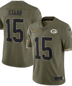 Green Bay Packers #15 Bart Starr Nike 2022 Salute To Service Limited Jersey - Olive
