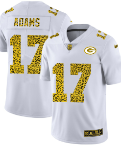Green Bay Packers #17 Davante Adams Nike Flocked Leopard Print Vapor Jersey White
