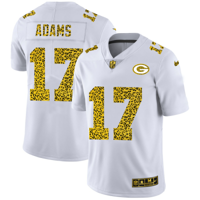 Green Bay Packers #17 Davante Adams Nike Flocked Leopard Print Vapor Jersey White