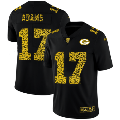 Green Bay Packers #17 Davante Adams Nike Leopard Print Fashion Vapor Jersey Black