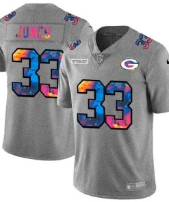 Green Bay Packers #33 Aaron Jones Nike Multi-Color 2020 Crucial Catch Jersey Greyheather