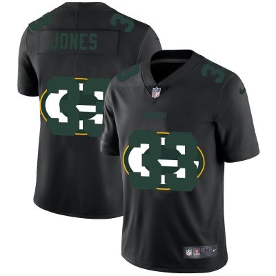 Green Bay Packers #33 Aaron Jones Nike Team Logo Dual Overlap Jersey Black