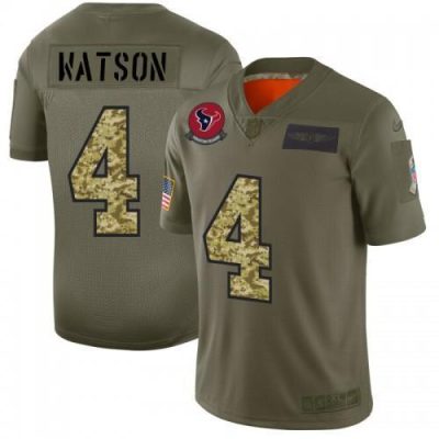 Houston Houston Texans #4 Deshaun Watson Nike 2019 Olive Camo Salute To Service Jersey
