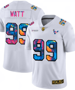 Houston Houston Texans #99 J.J. Watt White Nike Multi-Color 2020 NFL Crucial Catch Jersey