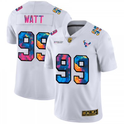 Houston Houston Texans #99 J.J. Watt White Nike Multi-Color 2020 NFL Crucial Catch Jersey