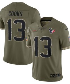Houston Texans #13 Brandin Cooks Nike 2022 Salute To Service Limited Jersey - Olive