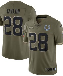 Indianapolis Colts #28 Jonathan Taylor Nike 2022 Salute To Service Limited Jersey - Olive