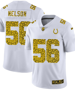 Indianapolis Colts #56 Quenton Nelson Nike Flocked Leopard Print Vapor Jersey White