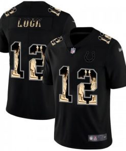 Indianapolis Indianapolis Colts #12 Andrew Luck Carbon Black Vapor Statue Of Liberty Jersey