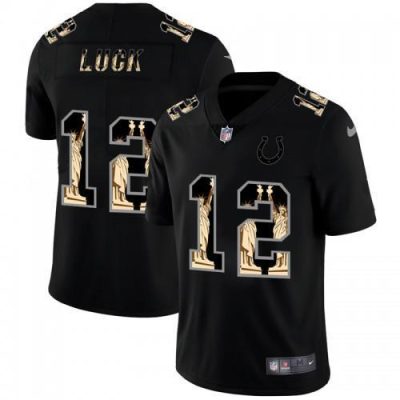 Indianapolis Indianapolis Colts #12 Andrew Luck Carbon Black Vapor Statue Of Liberty Jersey