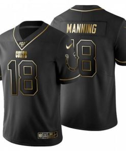 Indianapolis Indianapolis Colts #18 Peyton Manning Nike Black Golden 100 Jersey