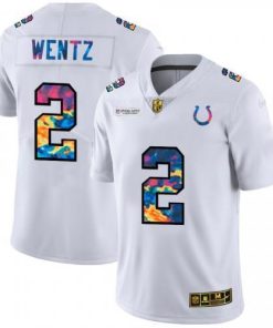 Indianapolis Indianapolis Colts #2 Carson Wentz White Nike Multi-Color 2020 NFL Crucial Catch Jersey