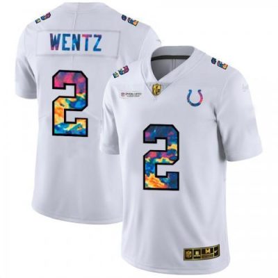 Indianapolis Indianapolis Colts #2 Carson Wentz White Nike Multi-Color 2020 NFL Crucial Catch Jersey