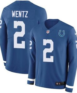 Indianapolis Indianapolis Colts #2 Carson Wentz Royal Blue Team Color Stitched NFL Limited Therma Long Sleeve Jersey