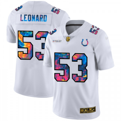 Indianapolis Indianapolis Colts #53 Darius Leonard White Nike Multi-Color 2020 NFL Crucial Catch Jersey