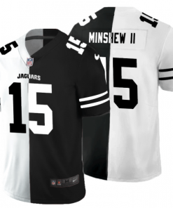 Jacksonville Jaguars #15 Gardner Minshew II Black V White Peace Split Nike Vapor Untouchable Limited NFL Jersey