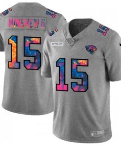 Jacksonville Jaguars #15 Gardner Minshew II Nike Multi-Color 2020 NFL Crucial Catch NFL Jersey Greyheather
