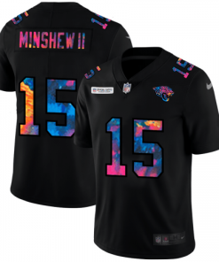 Jacksonville Jaguars #15 Gardner Minshew II Nike Multi-Color Black 2020 NFL Crucial Catch Vapor Untouchable Limited Jersey