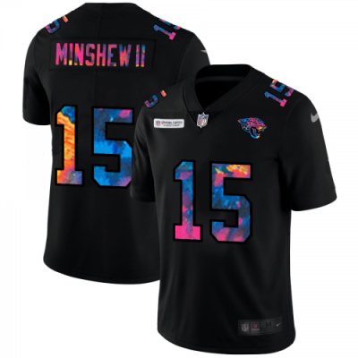 Jacksonville Jaguars #15 Gardner Minshew II Nike Multi-Color Black 2020 NFL Crucial Catch Vapor Untouchable Limited Jersey