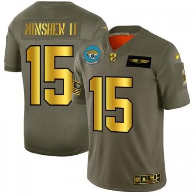 Jacksonville Jaguars #15 Gardner Minshew II NFL Nike Olive Gold 2019 Salute to Service Limited Jersey