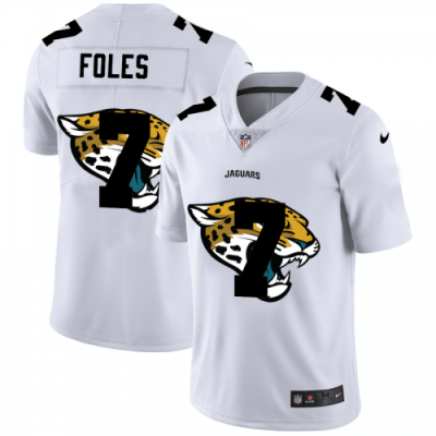 Jacksonville Jaguars #7 Nick Foles White Nike Team Logo Dual Overlap Limited NFL Jersey