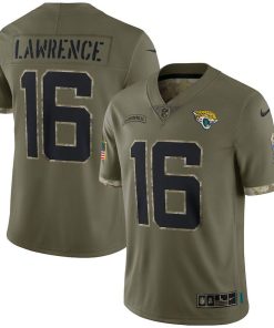 Jacksonville Jaguars #16 Trevor Lawrence Nike 2022 Salute To Service Limited Jersey - Olive