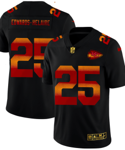 Kansas City Chiefs #25 Clyde Edwards-Helaire Black Nike Red Orange Stripe  Jersey