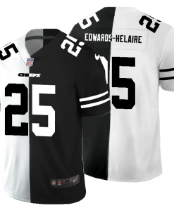 Kansas City Chiefs #25 Clyde Edwards-Helaire Black V White Peace Split Nike Vapor Untouchable Limited NFL Jersey