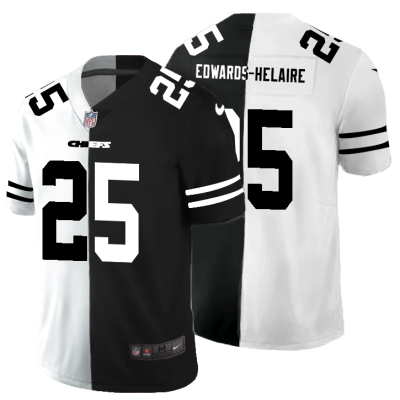 Kansas City Chiefs #25 Clyde Edwards-Helaire Black V White Peace Split Nike Vapor Untouchable Limited NFL Jersey