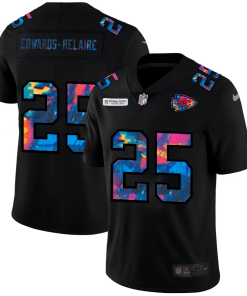 Kansas City Chiefs #25 Clyde Edwards-Helaire Nike Multi-Color Black 2020 NFL Crucial Catch Vapor Untouchable Limited Jersey