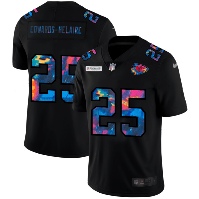Kansas City Chiefs #25 Clyde Edwards-Helaire Nike Multi-Color Black 2020 NFL Crucial Catch Vapor Untouchable Limited Jersey