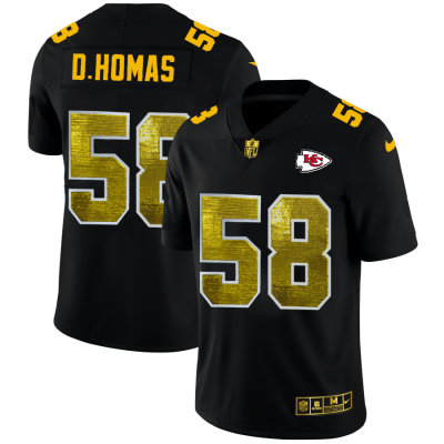Kansas City Chiefs #58 Derrick Thomas Black Nike Golden Sequin Jersey