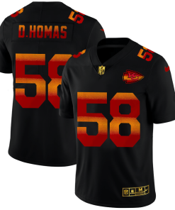 Kansas City Chiefs #58 Derrick Thomas Black Nike Red Orange Stripe  Jersey