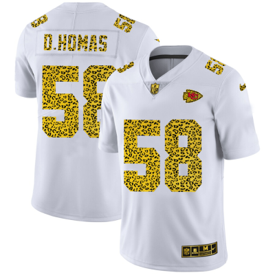Kansas City Chiefs #58 Derrick Thomas Nike Flocked Leopard Print Jersey White