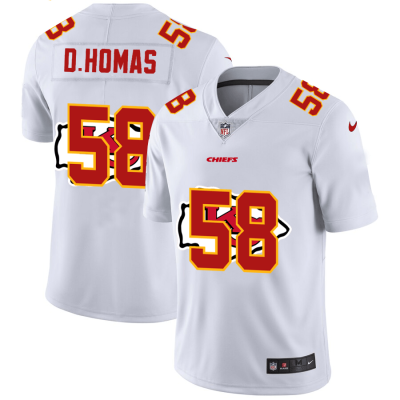 Kansas City Chiefs #58 Derrick Thomas White Nike Team Logo Dual Overlap Limited NFL Jersey