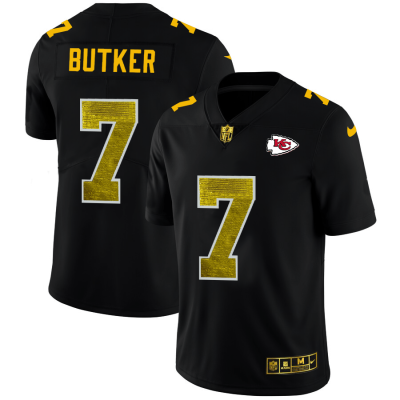 Kansas City Chiefs #7 Harrison Butker Black Nike Golden Sequin Jersey