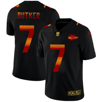 Kansas City Chiefs #7 Harrison Butker Black Nike Red Orange Stripe Jersey