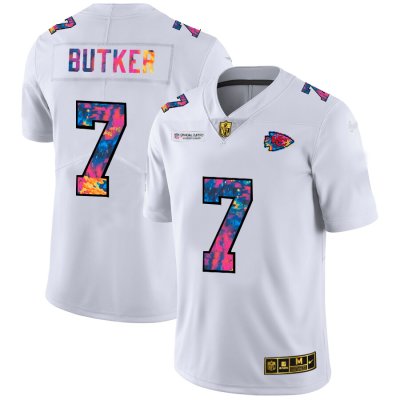 Kansas City Chiefs #7 Harrison Butker White Nike Multi-Color 2020 NFL Crucial Catch Limited NFL Jersey