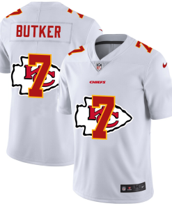 Kansas City Chiefs #7 Harrison Butker White Nike Team Logo Dual Overlap Limited NFL Jersey