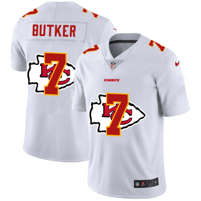 Kansas City Chiefs #7 Harrison Butker White Nike Team Logo Dual Overlap Limited NFL Jersey