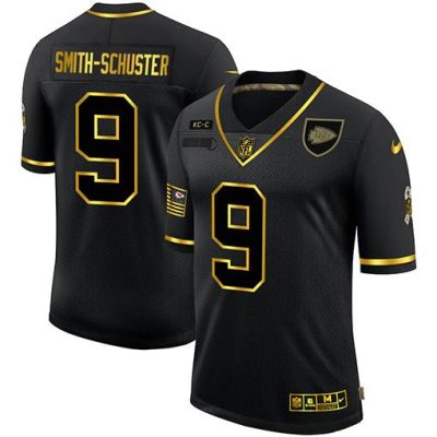 Kansas City Chiefs #9 JuJu Smith-Schuster Nike 2020 Salute To Service Golden Limited NFL Jersey Black