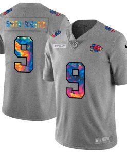Kansas City Chiefs #9 JuJu Smith-Schuster Nike Multi-Color 2020 NFL Crucial Catch NFL Jersey Greyheather