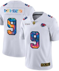 Kansas City Chiefs #9 JuJu Smith-Schuster White Nike Multi-Color 2020 NFL Crucial Catch Limited NFL Jersey