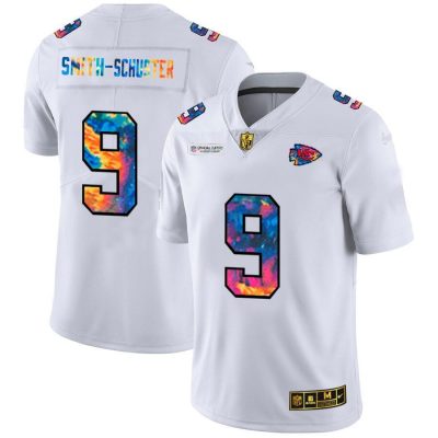 Kansas City Chiefs #9 JuJu Smith-Schuster White Nike Multi-Color 2020 NFL Crucial Catch Limited NFL Jersey