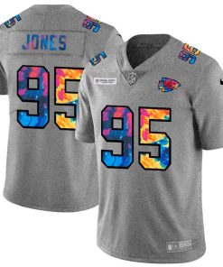 Kansas City Chiefs #95 Chris Jones Nike Multi-Color 2020 NFL Crucial Catch NFL Jersey Greyheather