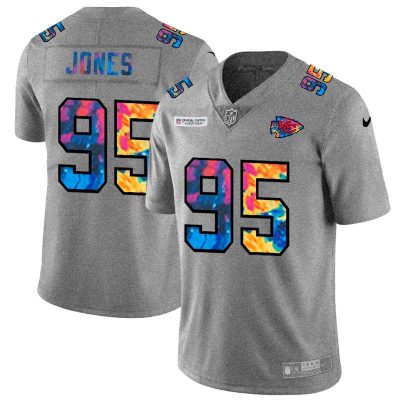 Kansas City Chiefs #95 Chris Jones Nike Multi-Color 2020 NFL Crucial Catch NFL Jersey Greyheather