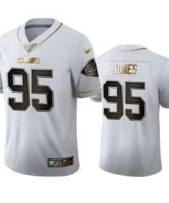 Kansas City Chiefs #95 Chris Jones Nike White Golden Edition  100 Jersey