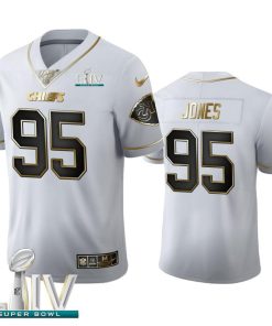 Kansas City Chiefs #95 Chris Jones Nike White Golden Super Bowl LIV 2020 Edition  100 Jersey
